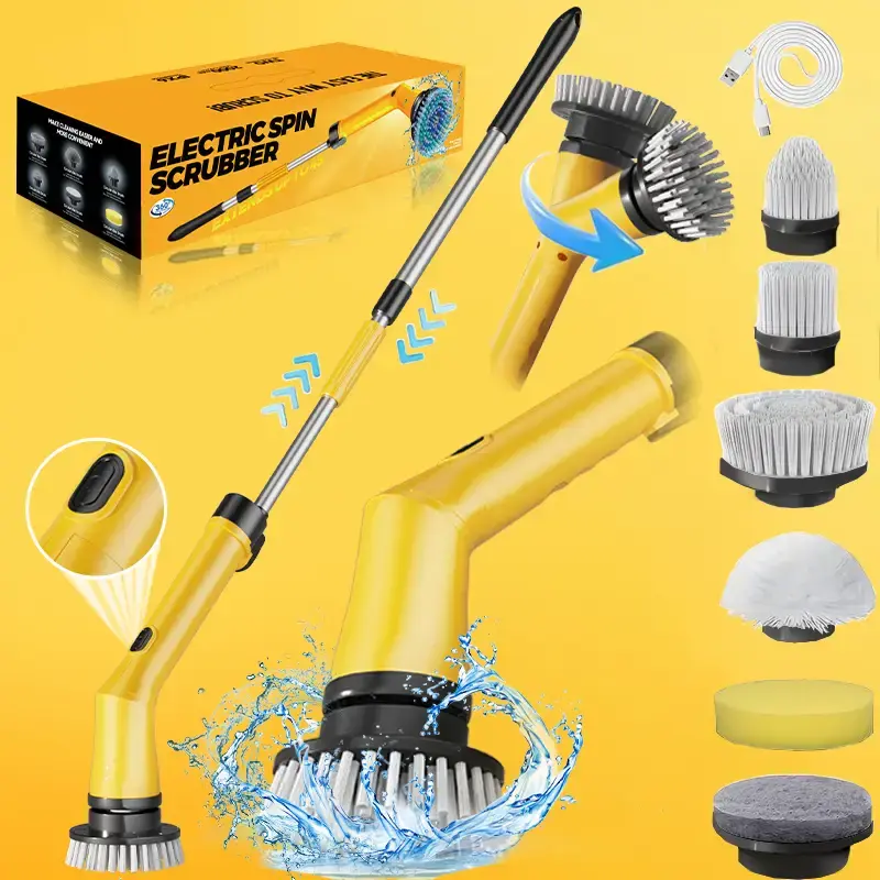 Powerful Cordless Electric Scrubber Home, Hotel, and Public Space Cleaning Electric Brush Long-lasting battery with 3000mAh c...