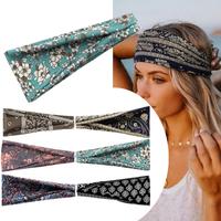 6Pcs Wide Headbands for Women Floral Printed Boho Hairband Elastic Knotted Bandana Non Slip Workout Yoga Thick Turban Head Wr...