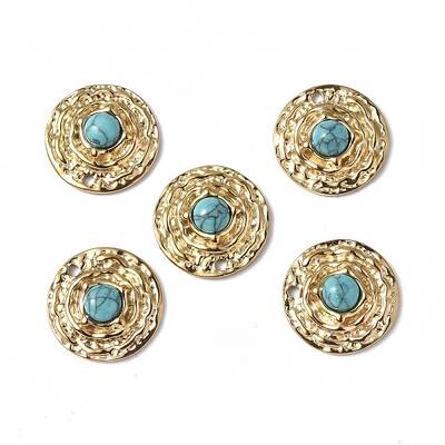 PVD Vacuum Plating 201 Stainless Steel Natural Turquoise Pendants