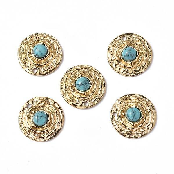 PVD Vacuum Plating 201 Stainless Steel Natural Turquoise Pendants