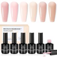 Beetles Base Color Gel Nail Polish, 6 Colors Nude Gel Polish Pink Nail Polish Peach Pink Nail Polish Neutral Sheer French Tip...