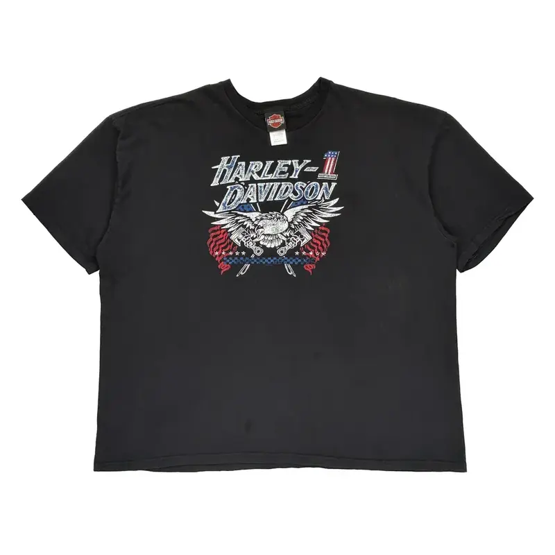 Harley Davidson Graphic T-Shirt - 5XL Grey Cotton