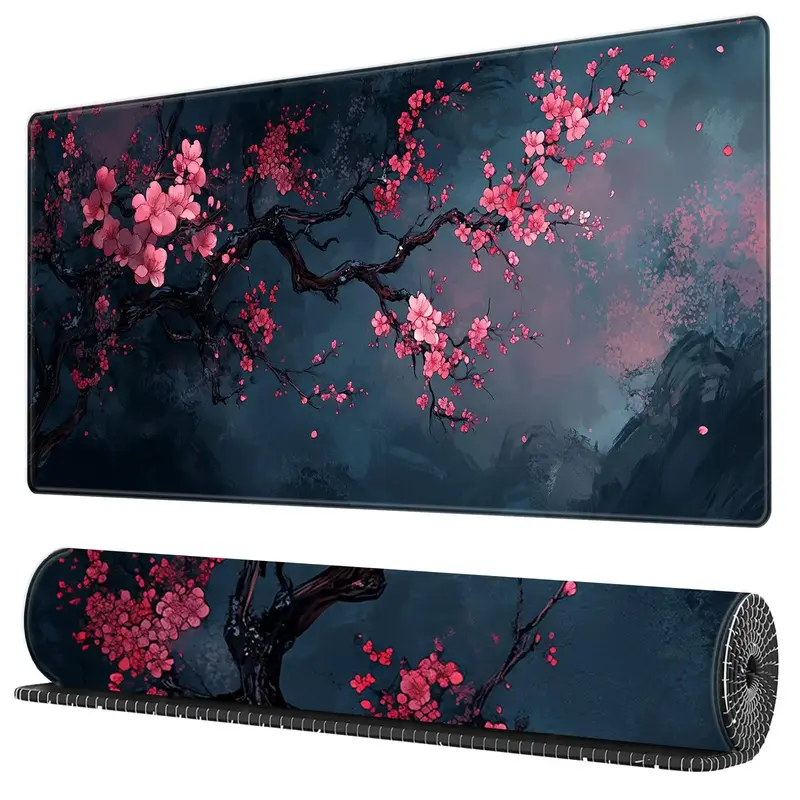 BHJLAXR Cherry Blossom Pattern Mouse Pad, 1 Count Rectangle Gaming Mouse Pad, Anti-slip Rubber Base Mouse Mat for Work, Gamin...