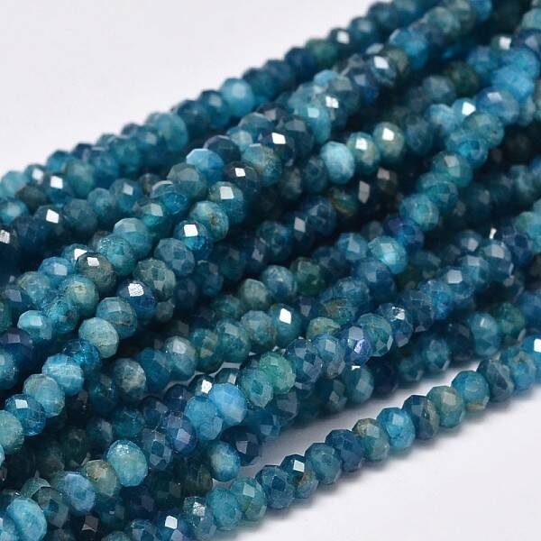 Faceted Rondelle Natural Apatite Bead Strands