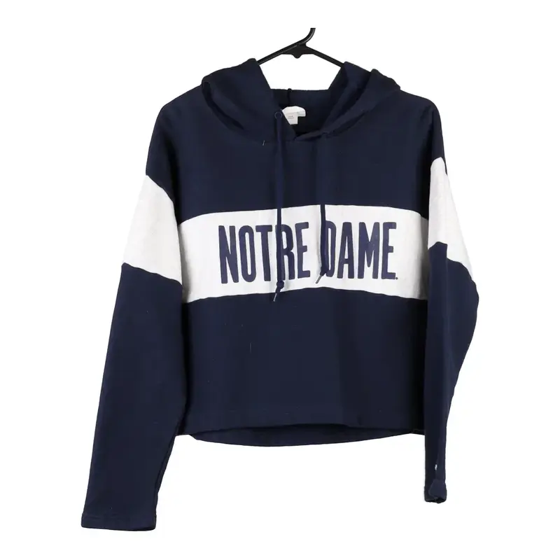 Reverse Weave Champion Cropped Hoodie - Large Navy Cotton Blend