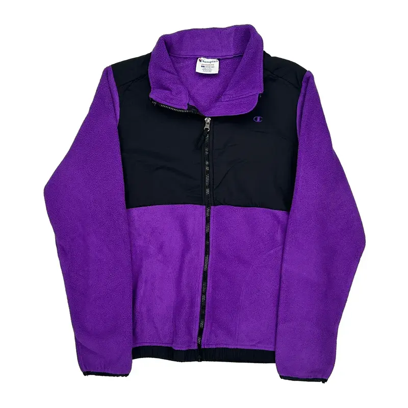 Champion Fleece Jacket - Large Purple Polyester