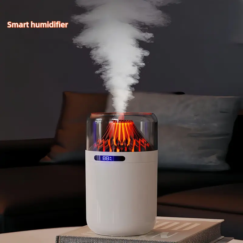 New Volcano Humidifier for Bedroom & Office Desk Use, Small Car Flame Spray Aromatherapy Machine, Home Decorative Air Moistur...