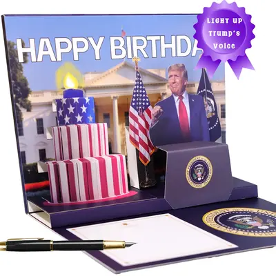 Donald Pop Up Birthday Card with Light & Sound for Men - Funny Dad Card in Trump's Real Voice
