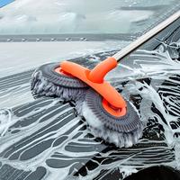 53'' Long handle car wash mop, 360° rotation, soft microfiber material, retractable aluminum alloy rod car wash brush (easy ...