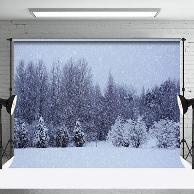 Night Forest Snow Pine Forest Photography Backdrop - Aperturee
