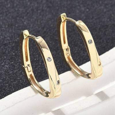 Rectangle Brass Hoop Earrings