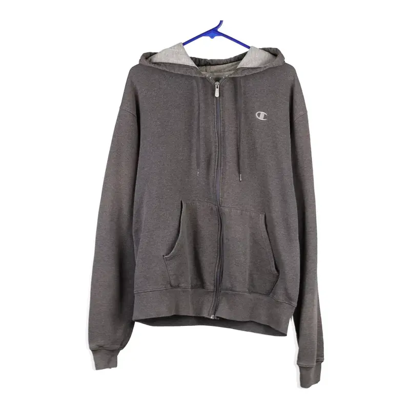 Champion Hoodie - Large Grey Cotton Blend