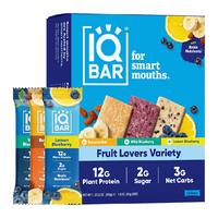 IQBAR Fruit Lovers Variety (12 Bars) - Brain and Body Plant Protein Bars - Low Carb, High Fiber, Gluten Free, Vegan Snacks - ...