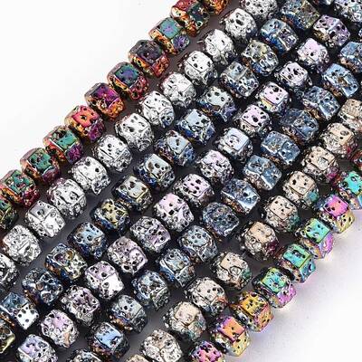 Electroplated Natural Lava Rock Beads Strands