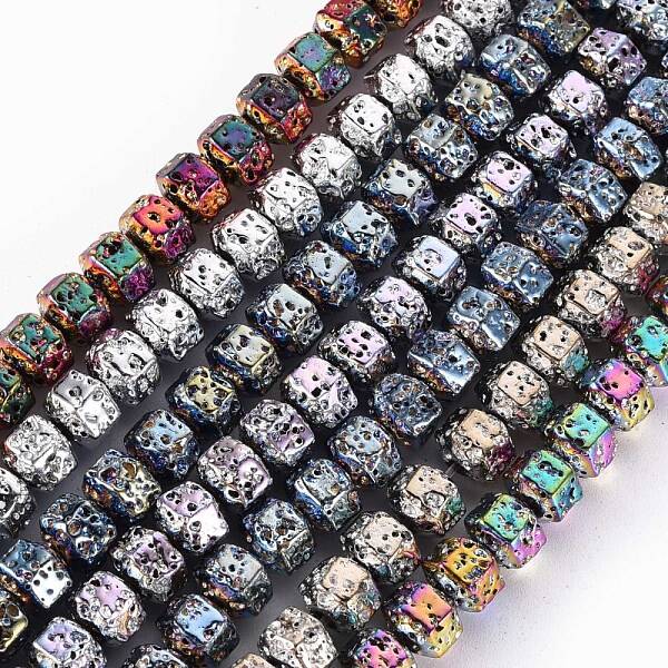 Electroplated Natural Lava Rock Beads Strands