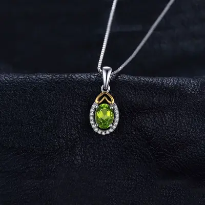 Elegant Oval Cut Genuine Natural Green Peridot Pendant Necklace in 925 Sterling Silver - A Timeless Accessory for Women