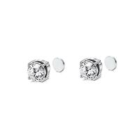 [2025] Stainless Steel Magnetic Stud Earrings for Men Women,No-Piercing Clip on Earrings 6 / 8MM Silver,Brick Magnet Earring,...