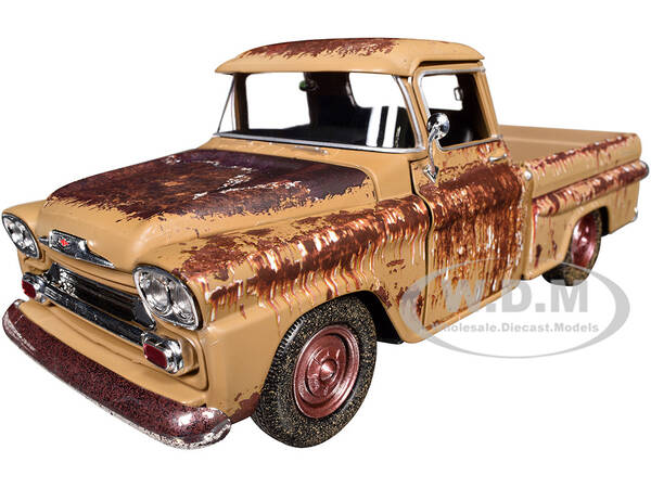 1958 Chevrolet Apache Fleetside Pickup Brown (Rusted) Weathered Treasures Series 1/24 Diecast Model Car by Motormax