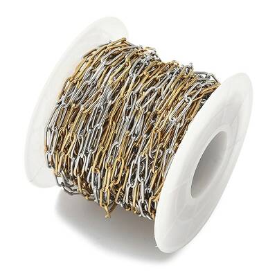 304 Stainless Steel Two Tone Paperclip Chains