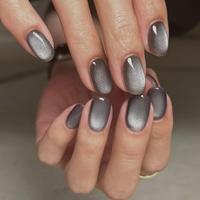 Short Oval Press on Nails with Nail File & Jelly Glue, 24pcs Glitter Cat Eye Nail Art Artificial Full Cover, DIY Manicure Sup...
