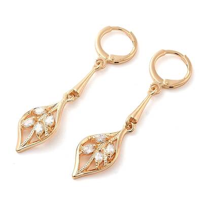 Rack Plating Golden Brass Dangle Leverback Earrings
