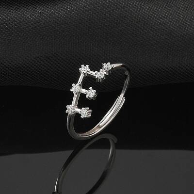 Constellations Rhodium Plated 925 Sterling Silver Micro Pave Clear Cubic Zirconia Adjustable Rings for Women