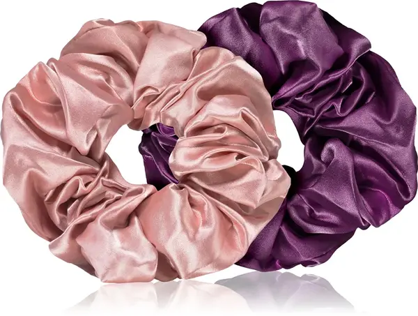 BrushArt Large satin scrunchie set pink and purple hair bands
