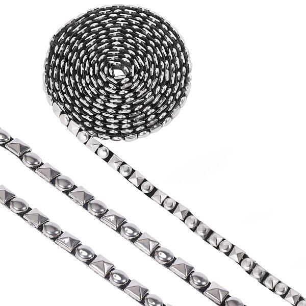 CHGCRAFT 2.5 Yards Hot Fix Pyramid Nailhead Trim 304 Stainless Steel Silver Rivet Studed Cord with Adhesive Back for Cloth Ac...
