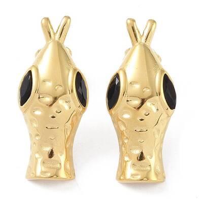 Snake Head 304 Stainless Steel Pave Cubic Zirconia Stud Earrings for Women