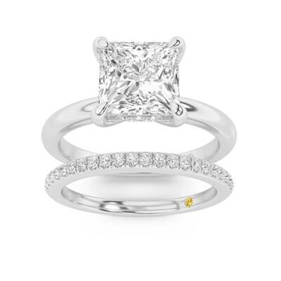 Fez Lab Grown Princess Cut Diamond Engagement Ring with the BonBon Wedding Band | 14K White Gold 2 5/8 ct. tw.