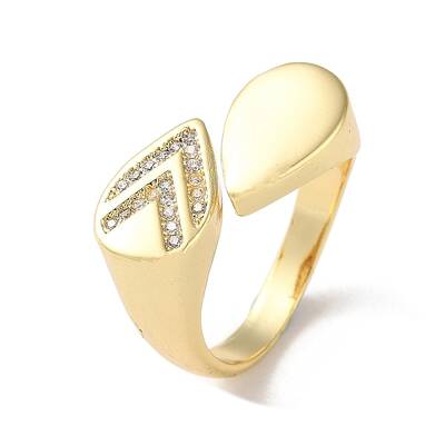 Rack Plating Brass Micro Pave Cubic Zirconia Open Cuff Rings