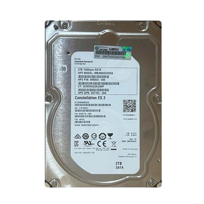 695503-006 HP 2TB 7200RPM SATA 6GB/s Hot-Pluggable 3.5-Inch LPc Hard Drive for ProLiant Gen8/Gen9/Gen10/Gen10+/Gen11 Servers