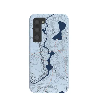 Powder Blue Contour Lines Samsung Galaxy S23 Case