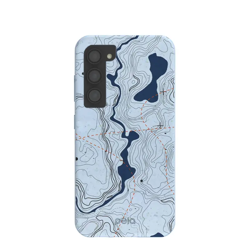 Powder Blue Contour Lines Samsung Galaxy S23 Case