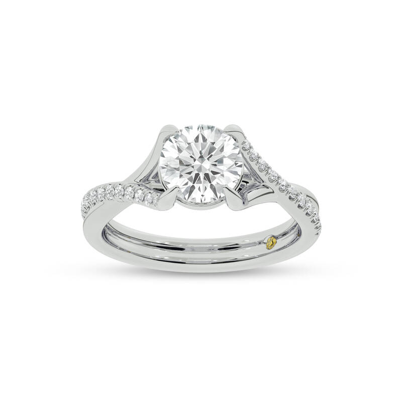 Lumen Twisted Pavé Shank Round Lab Diamond Engagement Ring | 18K White Gold 1 3/4 CT. TW.