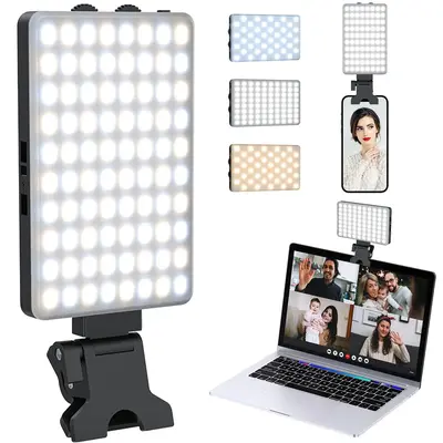 Portable Selfie Light, 1 Count Phone Fill Light with Front Clip & 3 Adjustable Color Temperature Modes, Rotatable LED Light ...