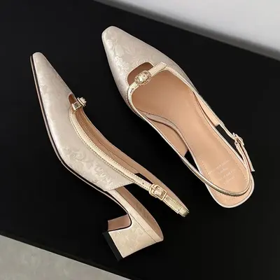 CHIKO Kelly Pointy Toe Block Heels Slingback Shoes