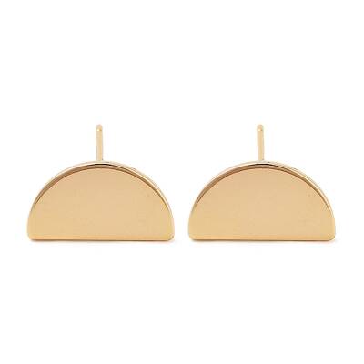 Half Round Brass Stud Earrings Findings