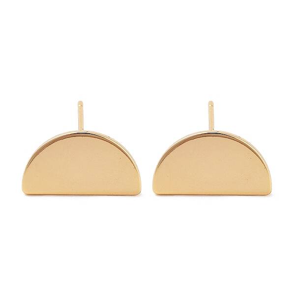 Half Round Brass Stud Earrings Findings