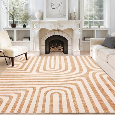 Garvee 8x10 Area Rugs Washable Non-Slip Low-Pile Soft Carpet for Living Room Bedroom Dining Room Orange