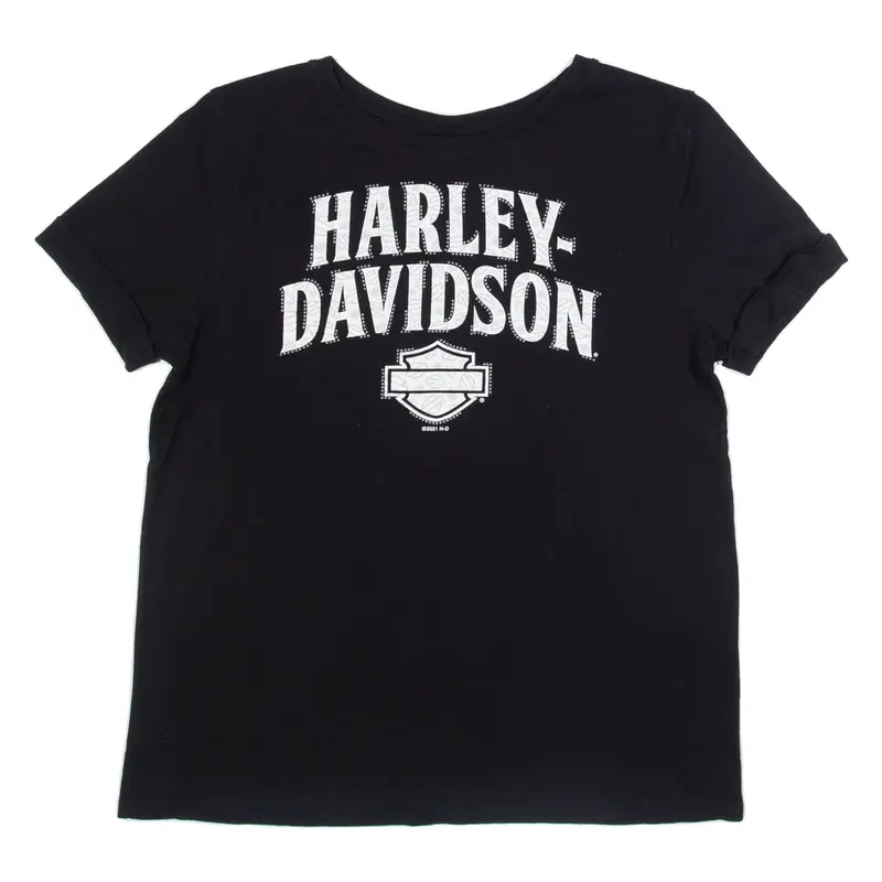 HARLEY DAVIDSON Womens Biker T-Shirt Black M