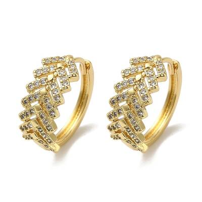 Brass Pave Clear Cubic Zirconia Huggie Hoop Earrings for Women