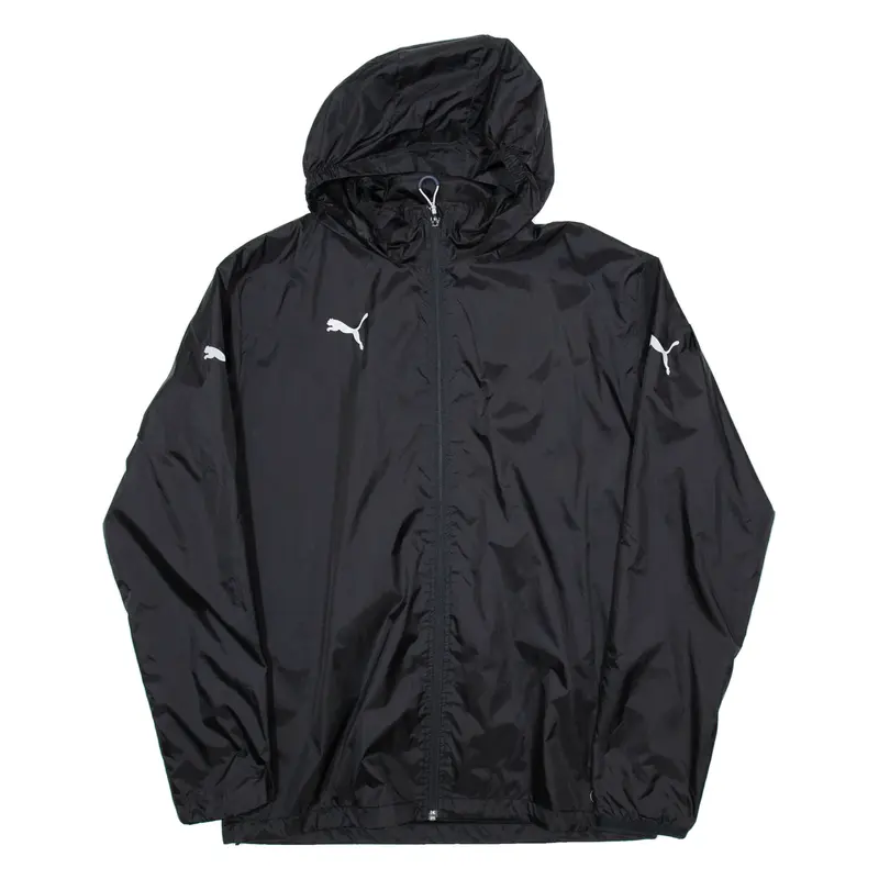 PUMA Mens Rain Coat Black Nylon Hooded L