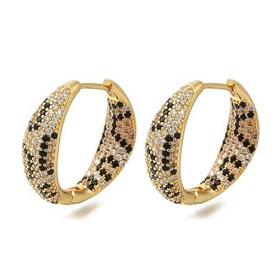 Rack Plating Brass Micro Pave Cubic Zirconia Hoop Earrings