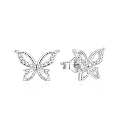 Beneto Fascinating silver butterfly earrings AGUP757L