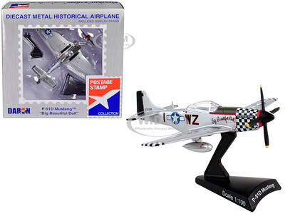 North American P-51D Mustang Fighter Aircraft Big Beautiful Doll United States Army Air Forces 1/100 Diecast Model Airplane b...