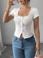 Women's Floral Design T-shirt, Casual Slim-fitting Short Sleeve Top for Daily Wear, Ladies Clothes for All Seasons, Womenswea...