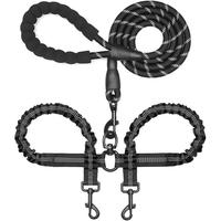 Dual Dog Leash, Tangle Free Dog Rope with Shock Absorbing Function, Durable Nylon Bungee Reflective Pet Leash Universal No Pu...