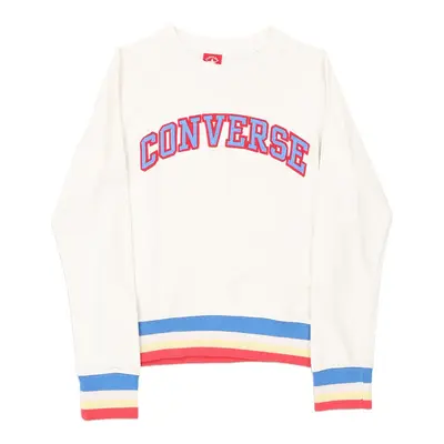 Age 12 Converse Spellout Sweatshirt - Medium White Cotton Blend