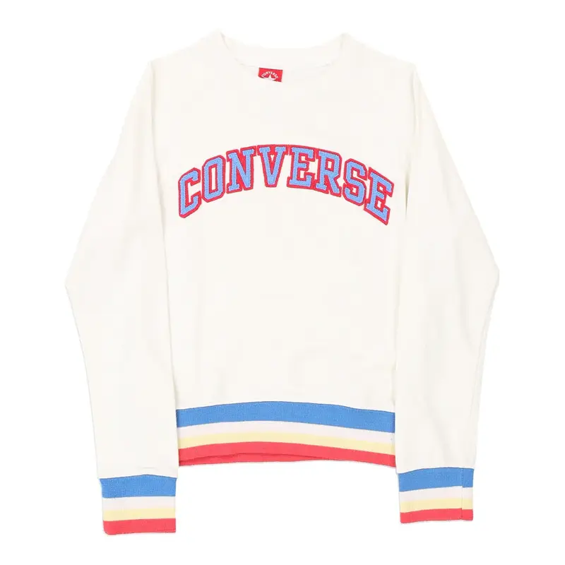 Age 12 Converse Spellout Sweatshirt - Medium White Cotton Blend